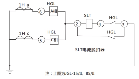 JGL-82/Ⅱ二相靜態(tài)反時限過流繼電器典型應用接線圖