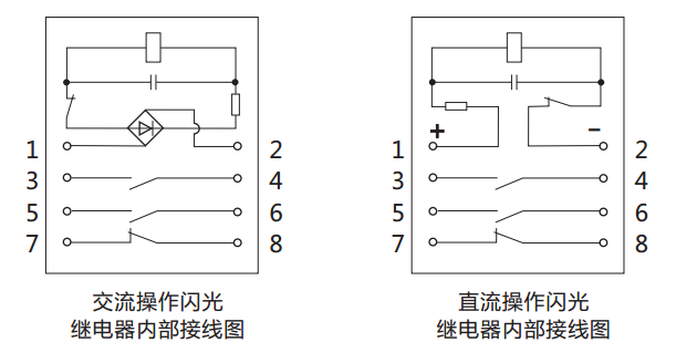 DX-3閃光信號(hào)繼電器內(nèi)部接線及外引接線圖