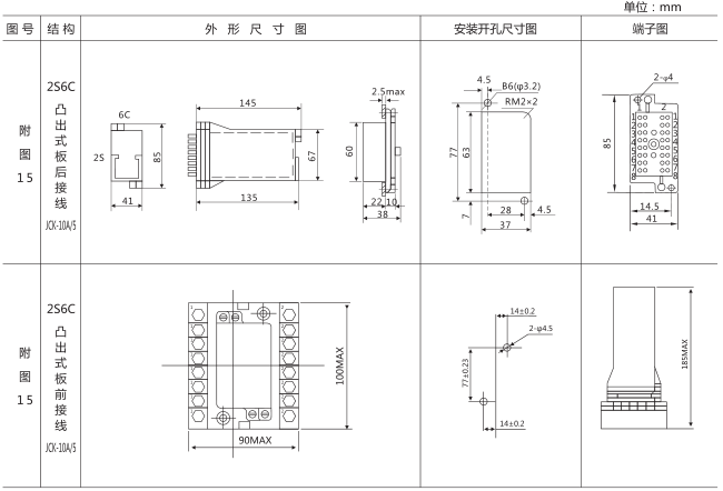 DZZ-18組合中間繼電器外形及安裝尺寸圖片