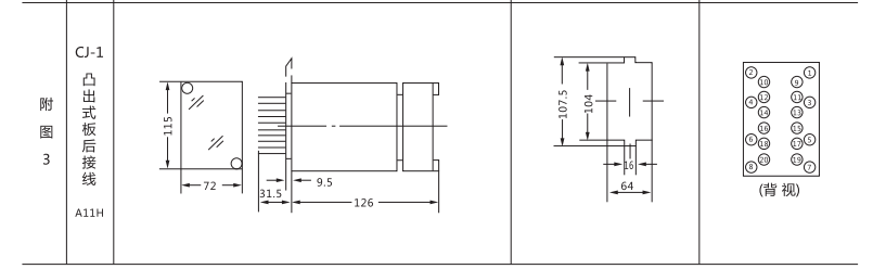 JC-2沖擊繼電器外形結(jié)構(gòu)及開孔尺寸圖2