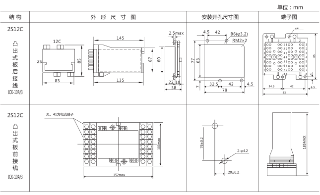 DZ-654中間繼電器外形及安裝尺寸圖片