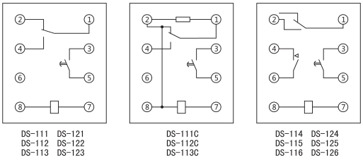 DS-121時間繼電器內部接線及外引接線圖(背視圖)圖片