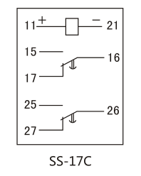 SS-17C時間繼電器內部接線圖及外引接線圖(背視）圖片