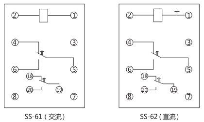 SS-61時(shí)間繼電器內(nèi)部接線及外引接線圖(背視圖)圖片