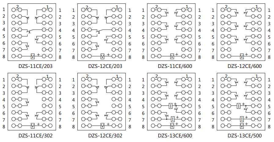 DZS-13CE延時(shí)中間繼電器內(nèi)部接線圖及外引接線圖