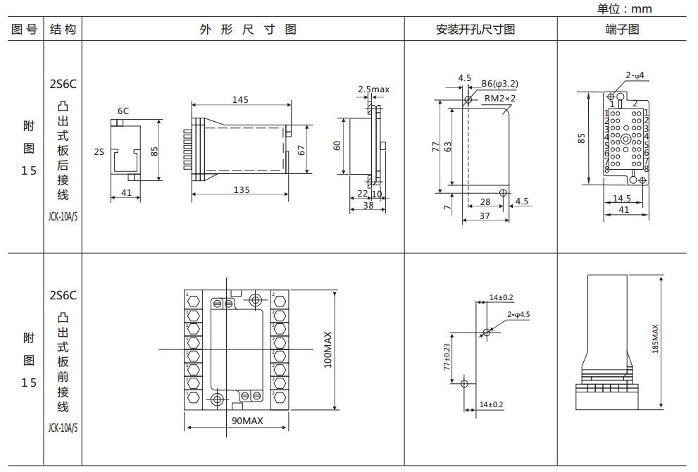 DZS-13CE延時(shí)中間繼電器外形及開孔尺寸