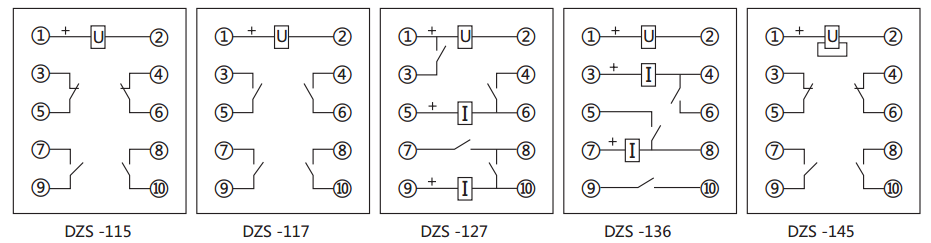 DZS-145延時中間繼電器內(nèi)部接線圖及外引接線圖