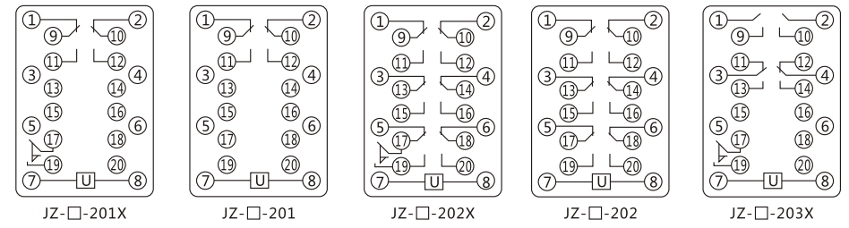 JZY（J)-209X靜態(tài)中間繼電器內(nèi)部接線圖及外引接線圖