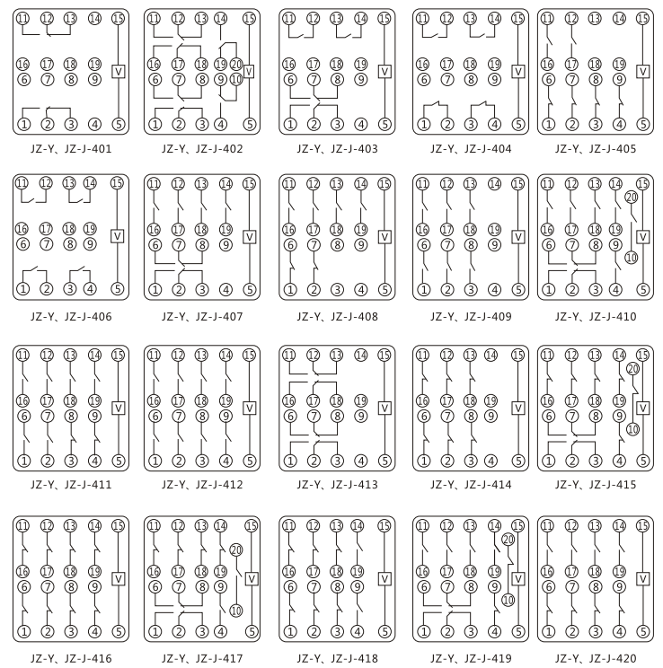 JZY（J)-209X靜態(tài)中間繼電器內(nèi)部接線圖及外引接線圖
