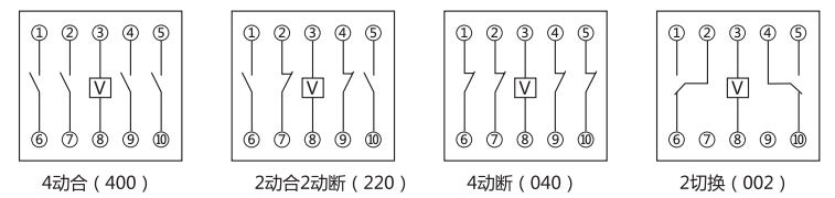 DZ-53中間繼電器內(nèi)部接線圖及外引接線圖