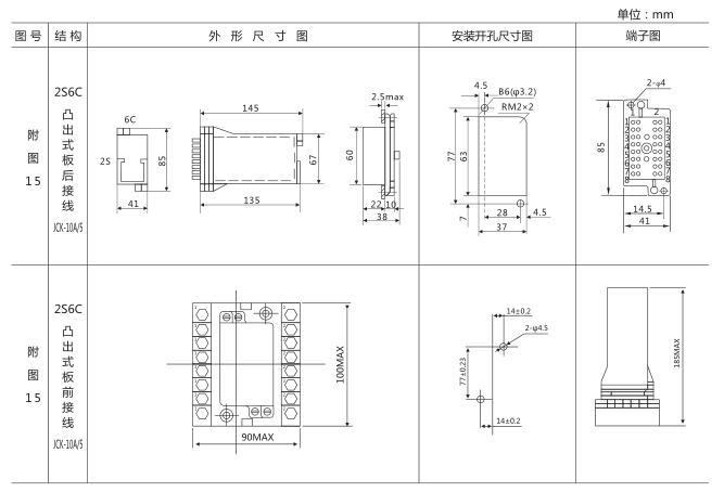 JX-13信號(hào)繼電器外形及開孔尺寸圖